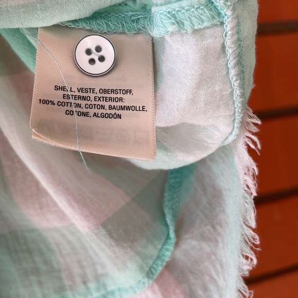 MAEVE ANTHROPOLOGIE Short Sleeve Flutter Plaid Gingham Button Front Top - Picture 5 of 8